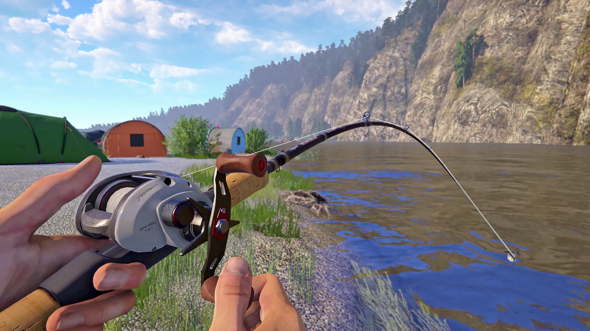 An angler casts out a line on a lake.