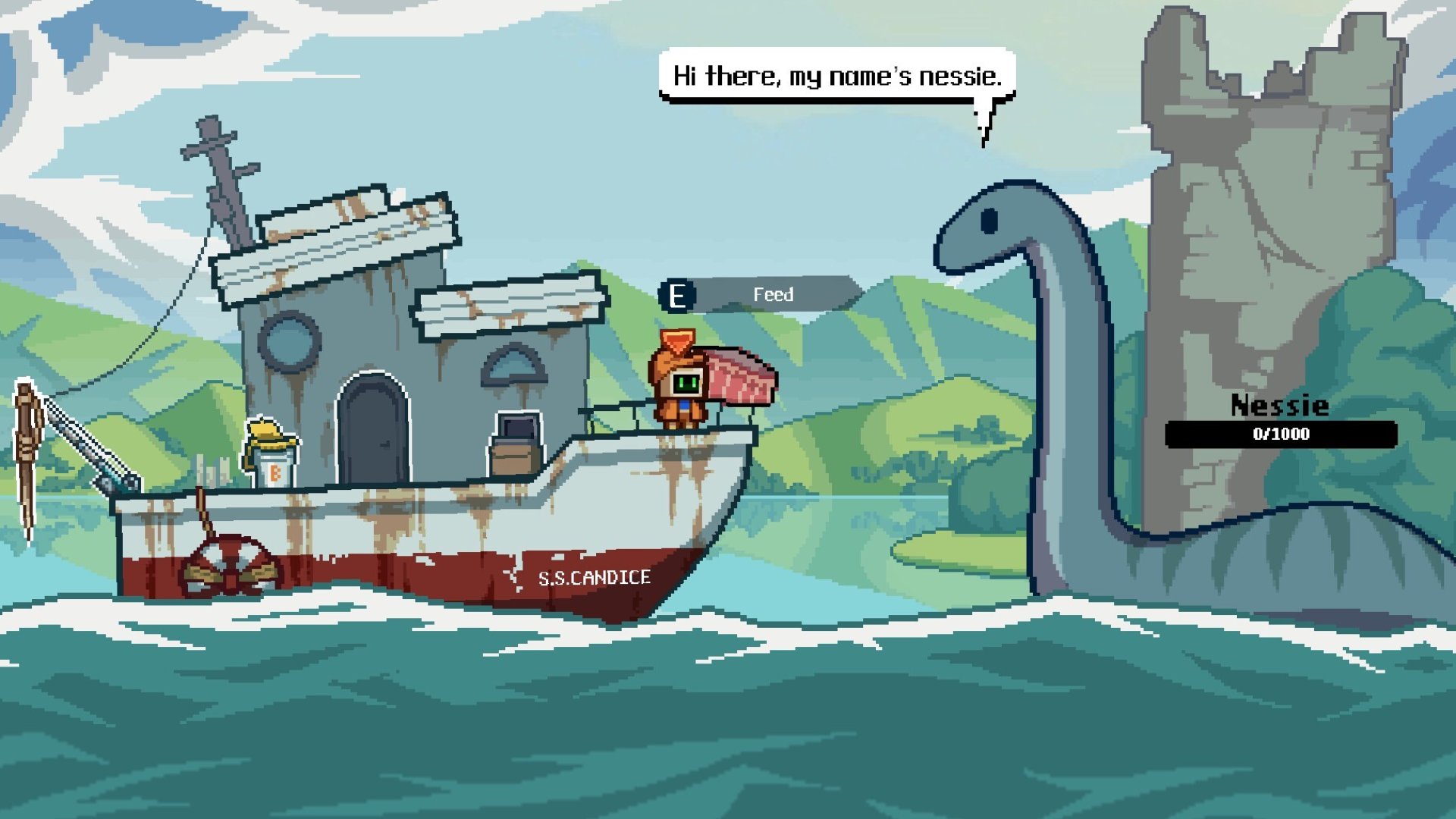 Nessie talking to the fisherman